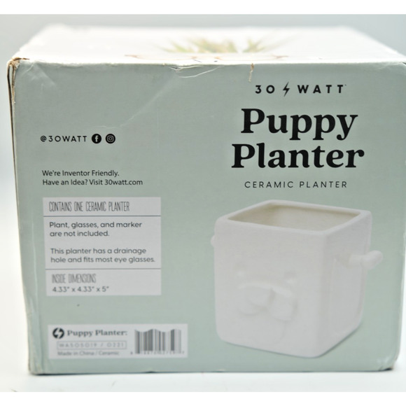 Ceramic Puppy Planter by 30 Watt Glasses Holder Customizable - Picture 5 of 9